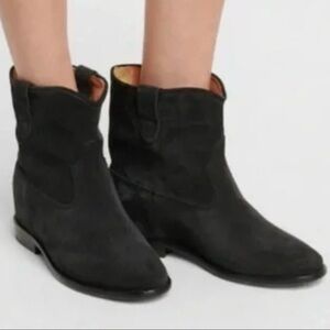Isabel Marant Crisi suede leather ankle booties black 38/ US 7